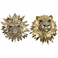 Brass lion head sculpture